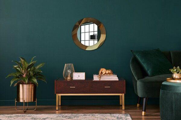 Specchio tondo con decoro Astrazione d'oro fi 50 cm