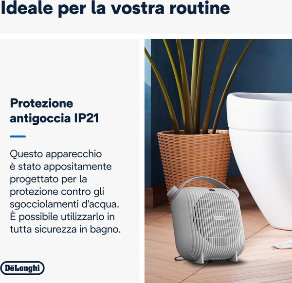 De Longhi Termoventilatore Stufa elettrica Caldobagno Potenza 2400 Watt IP21 colore Bianco - HFS30B24.W