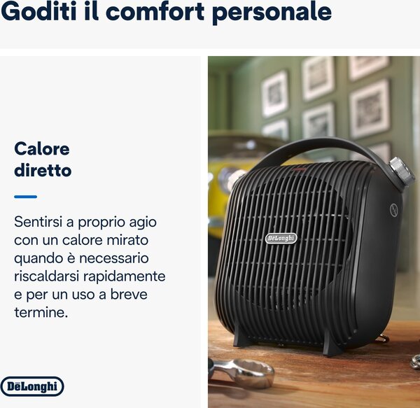 De Longhi Termoventilatore Stufa elettrica Caldobagno Potenza 2400 Watt IP21 colore Grigio - HFS30C24.DG