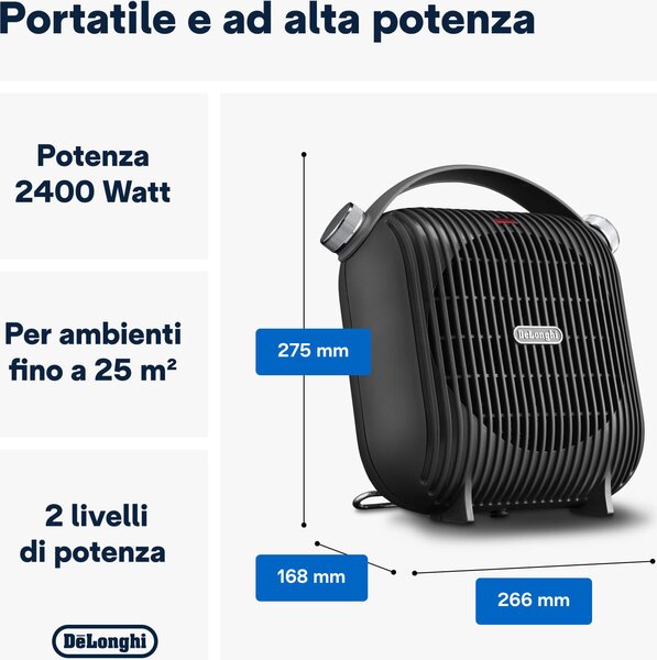 De Longhi Termoventilatore Stufa elettrica Caldobagno Potenza 2400 Watt IP21 colore Grigio - HFS30C24.DG