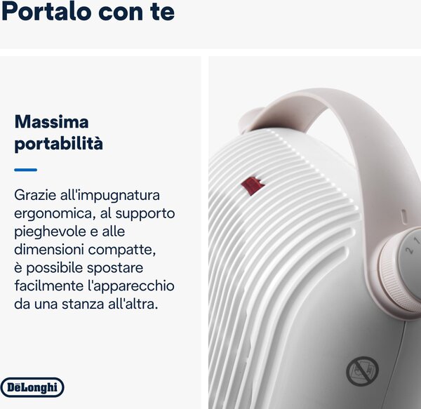 De Longhi Termoventilatore Stufa elettrica Caldobagno Potenza 2400 Watt IP21 colore Bianco - HFS30B24.W