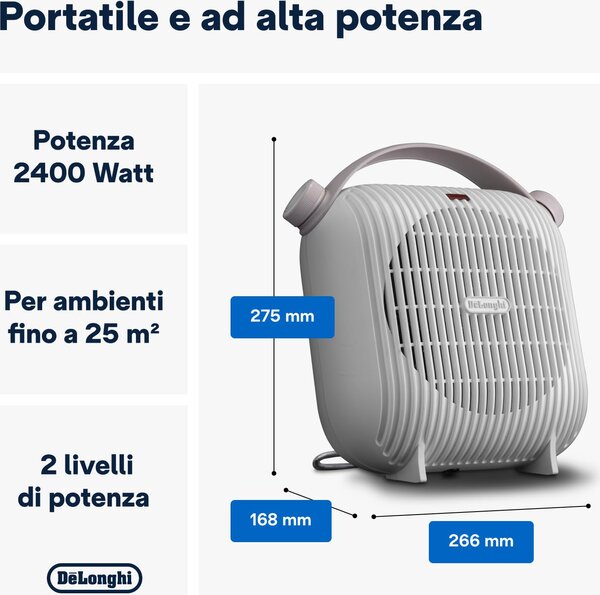 De Longhi Termoventilatore Stufa elettrica Caldobagno Potenza 2400 Watt IP21 colore Bianco - HFS30B24.W