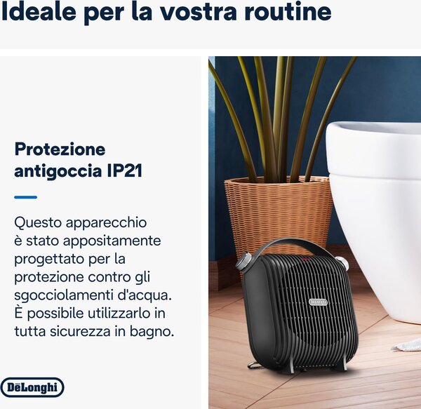 De Longhi Termoventilatore Stufa elettrica Caldobagno Potenza 2400 Watt IP21 colore Grigio - HFS30C24.DG