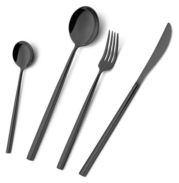 Set di posate 75 pezzi Kyoto Black in confezione regalo, Acciaio inox (Aisi 304) trattamento pvd acciaio lucido