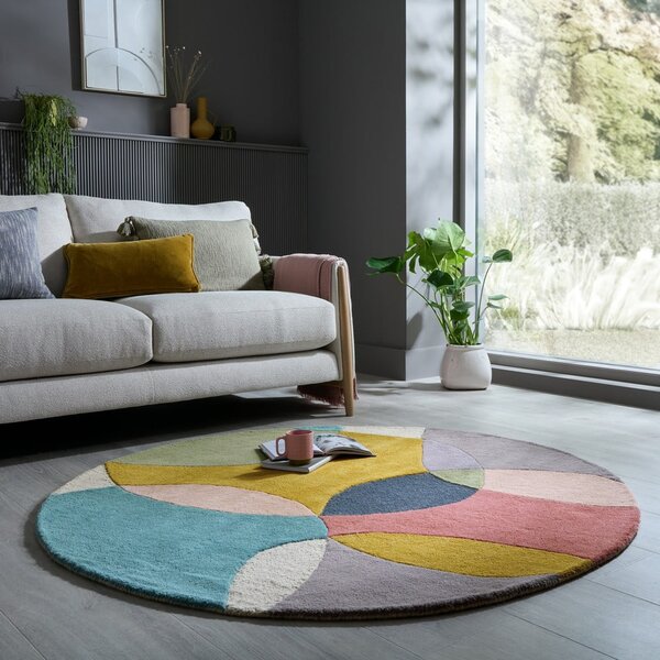 Tappeto rotondo in lana tessuto a mano ø 160 cm Glow Multi – Flair Rugs