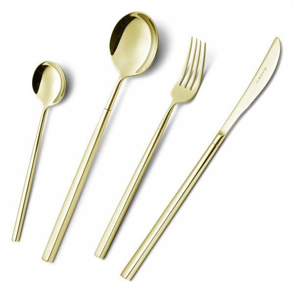 Confezione a libro 7 pezzi, forchettine pi� paletta dolce Kyoto Tin Gold, Acciaio inox (Aisi 304) trattamento pvd acciaio lucido