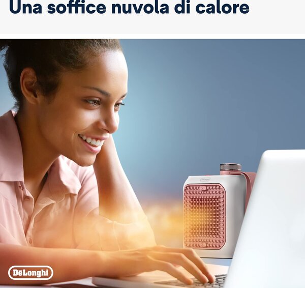 De Longhi Termoventilatore Stufa elettrica da Pavimento Potenza 350 watt colore Rosa - HFX 10B03.PK