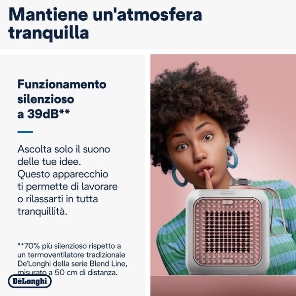 De Longhi Termoventilatore Stufa elettrica da Pavimento Potenza 350 watt colore Rosa - HFX 10B03.PK