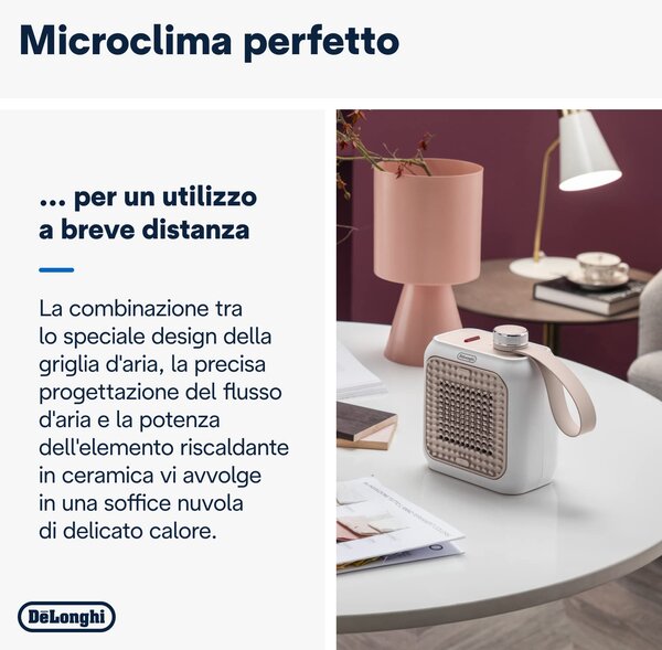 De Longhi Termoventilatore Stufa elettrica da Pavimento Potenza 350 watt colore Rosa - HFX 10B03.PK