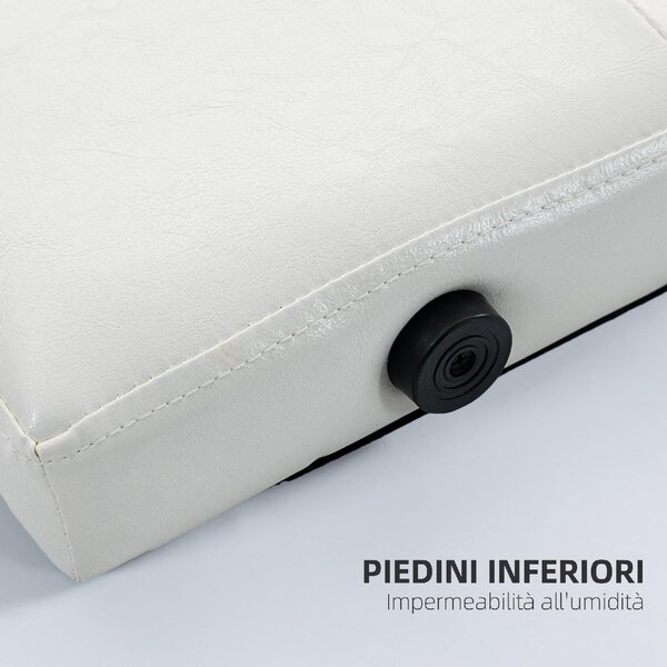 DecHome Testiera Letto Matrimoniale Imbottita con Design a Bottoni in Pelle PU e MDF 160x7x120 cm colore Bianco
