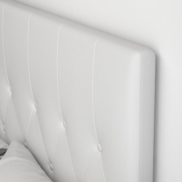 DecHome Testiera Letto Matrimoniale Imbottita con Design a Bottoni in Pelle PU e MDF 160x7x120 cm colore Bianco