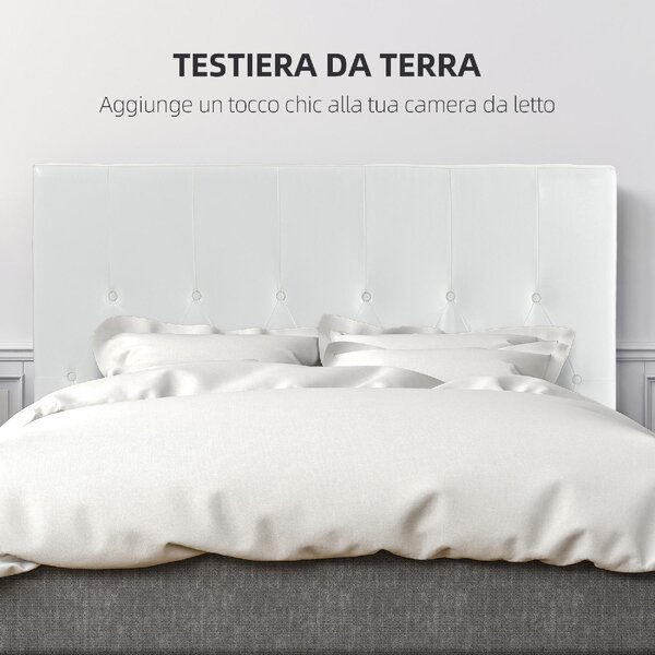 DecHome Testiera Letto Matrimoniale Imbottita con Design a Bottoni in Pelle PU e MDF 160x7x120 cm colore Bianco