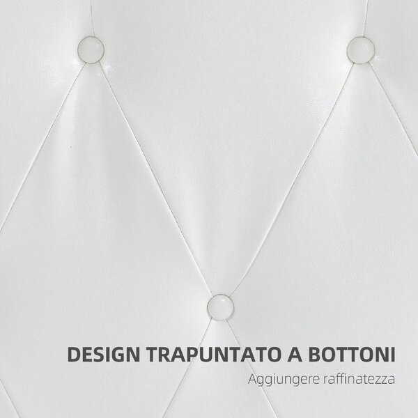 DecHome Testiera Letto Matrimoniale Imbottita con Design a Bottoni in Pelle PU e MDF 160x7x120 cm colore Bianco
