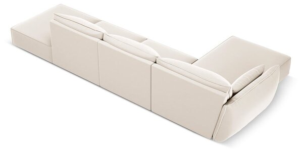 Divano angolare beige (con penisola a sinistra/con chaise lounge) con rivestimento in velluto Vanda – Mazzini Sofas