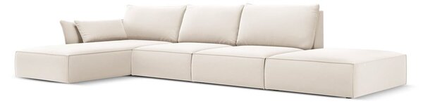 Divano angolare beige (con penisola a sinistra/con chaise lounge) con rivestimento in velluto Vanda – Mazzini Sofas
