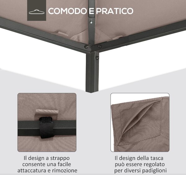 VivaGarden Tetto per Gazebo 3x3 m in Poliestere con Prese d'Aria e Fori di Drenaggio colore Beige