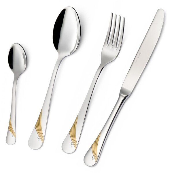 Confezione a libro 6 pezzi cucchiaini gelato Milano Inciso Oro , 18/10 (AISI304) finitura inox lucido e oro, spessore 2,5 mm