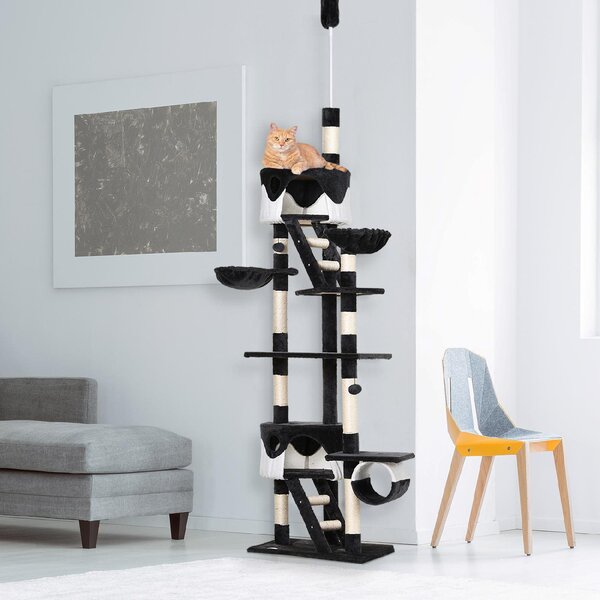 AllMyPets Tiragraffi per Gatti a Soffitto Multilivello 240-260cm, Cucce, Scale, Corde Sisal - D355932T
