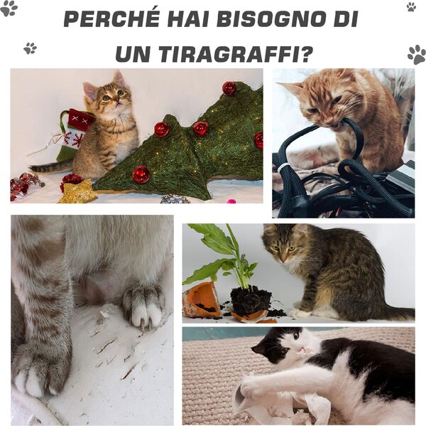 AllMyPets Tiragraffi per Gatti a Soffitto Multilivello 240-260cm, Cucce, Scale, Corde Sisal - D355932T