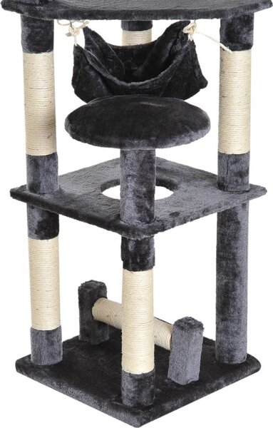 AllMyPets Tiragraffi per Gatti Albero Tiragraffi a 4 Livelli in Peluche Sisal Naturale Grigio 40x40x132cm - D30D01