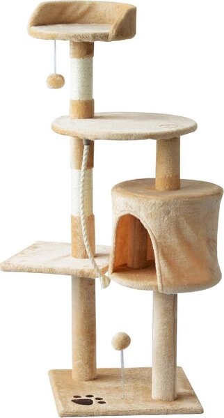 AllMyPets Tiragraffi per Gatti Albero Tiragraffi a 4 Livelli con Giocattoli Beige 40x40x114cm - D30167