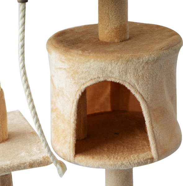 AllMyPets Tiragraffi per Gatti Albero Tiragraffi a 4 Livelli con Giocattoli Beige 40x40x114cm - D30167