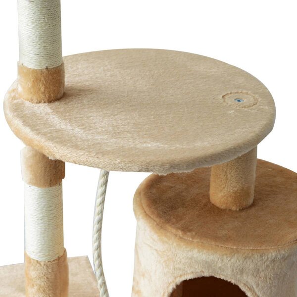 AllMyPets Tiragraffi per Gatti Albero Tiragraffi a 4 Livelli con Giocattoli Beige 40x40x114cm - D30167