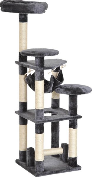 AllMyPets Tiragraffi per Gatti Albero Tiragraffi a 4 Livelli in Peluche Sisal Naturale Grigio 40x40x132cm - D30D01