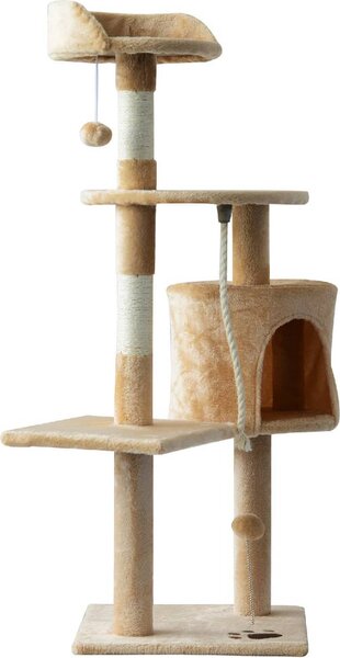 AllMyPets Tiragraffi per Gatti Albero Tiragraffi a 4 Livelli con Giocattoli Beige 40x40x114cm - D30167