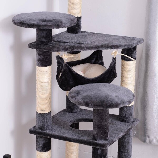 AllMyPets Tiragraffi per Gatti Albero Tiragraffi a 4 Livelli in Peluche Sisal Naturale Grigio 40x40x132cm - D30D01