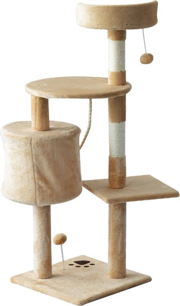 AllMyPets Tiragraffi per Gatti Albero Tiragraffi a 4 Livelli con Giocattoli Beige 40x40x114cm - D30167
