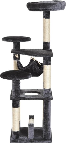 AllMyPets Tiragraffi per Gatti Albero Tiragraffi a 4 Livelli in Peluche Sisal Naturale Grigio 40x40x132cm - D30D01