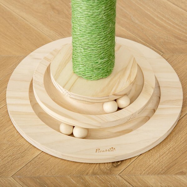 AllMyPets Tiragraffi per Gatti Albero Tiragraffi a Forma di Cactus per Gatti Albero Tiragraffi Corda Sisal e Base con Palline in Legno 32x32x60cm