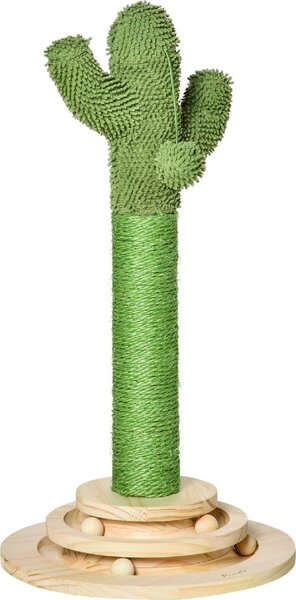 AllMyPets Tiragraffi per Gatti Albero Tiragraffi a Forma di Cactus per Gatti Albero Tiragraffi Corda Sisal e Base con Palline in Legno 32x32x60cm