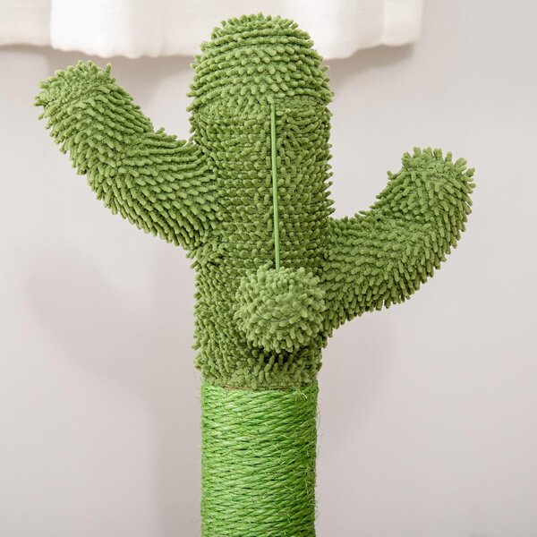 AllMyPets Tiragraffi per Gatti Albero Tiragraffi a Forma di Cactus per Gatti Albero Tiragraffi Corda Sisal e Base con Palline in Legno 32x32x60cm