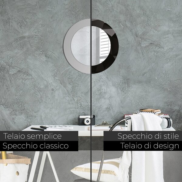 Specchio tondo con decoro Abstract black fi 50 cm