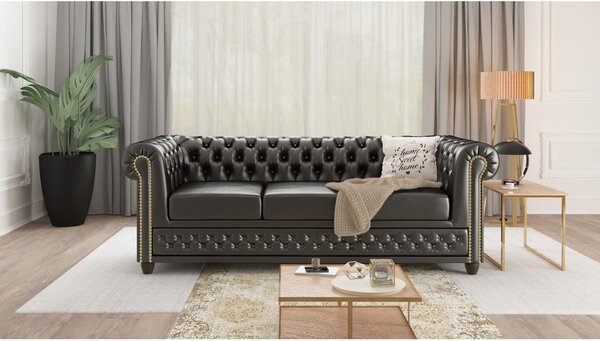 Divano in similpelle nera 203 cm York - Ropez