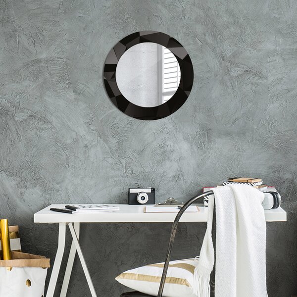 Specchio tondo con decoro Abstract black fi 50 cm