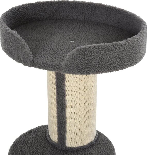 AllMyPets Tiragraffi per Gatti Albero Tiragraffi con Cuccia, Cuscino, Rivestimento Peluche e Pali in Corda Sisal 45x45x81 cm colore Grigio - D30D65GY