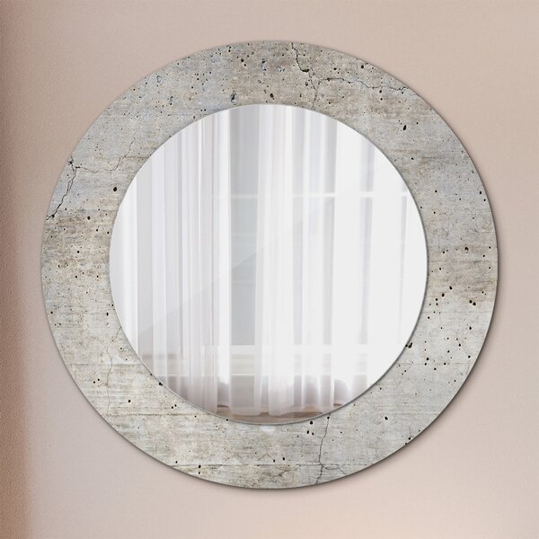 Specchio rotondo cornice con stampa Cemento grigio fi 50 cm