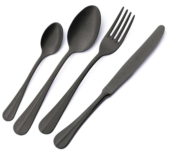 Confezione vetrina 24 pezzi Royal Retr� PVD Black, Acciaio inox 18/10 antico, spessore 2.5 mm, pvd black