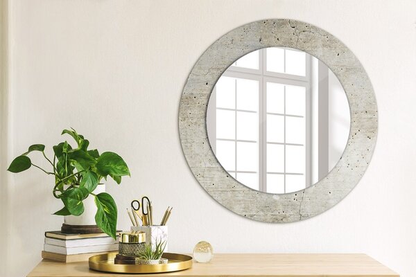 Specchio rotondo cornice con stampa Cemento grigio fi 50 cm