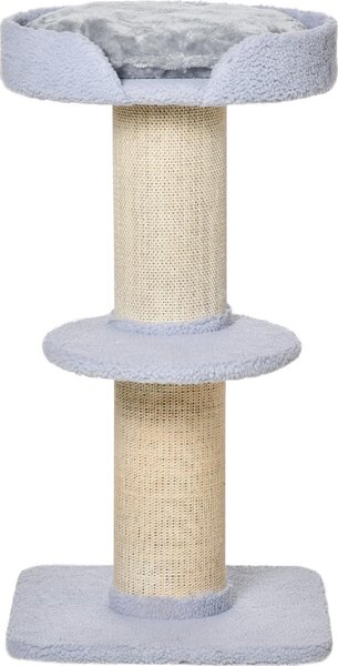 AllMyPets Tiragraffi per Gatti Albero Tiragraffi con Cuccia, Cuscino, Rivestimento Peluche e Pali in Corda Sisal 45x45x91 cm colore Blu - 69LB-D30