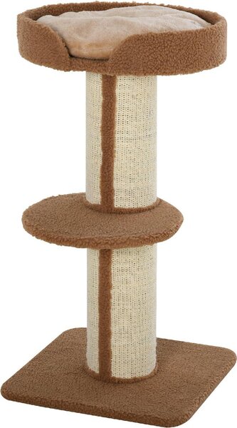 AllMyPets Tiragraffi per Gatti Albero Tiragraffi con Cuccia, Cuscino, Rivestimento Peluche e Pali in Corda Sisal 45x45x91 cm colore Marrone - 269BN