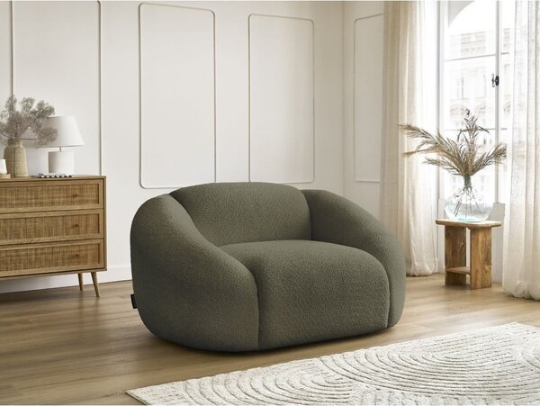 Poltrona verde con rivestimento in bouclé Tina – Bobochic Paris