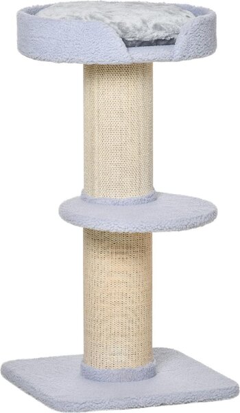 AllMyPets Tiragraffi per Gatti Albero Tiragraffi con Cuccia, Cuscino, Rivestimento Peluche e Pali in Corda Sisal 45x45x91 cm colore Blu - 69LB-D30