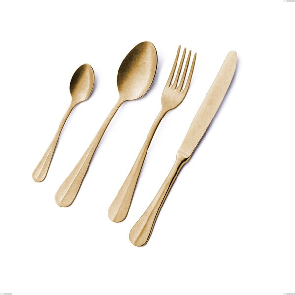Cucchiaino caff� Royal Retr� PVD Gold, Acciaio 18/10 antico, spessore 2.5 mm, lunghezza 142 mm, pvd oro