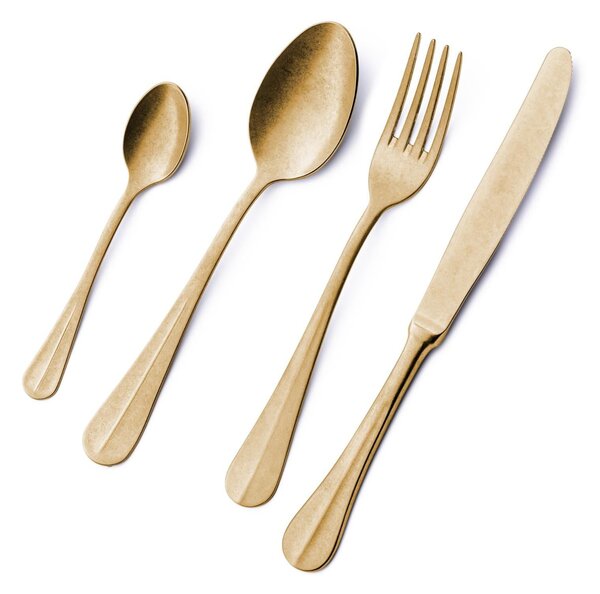 Cofanetto 24 pezzi Royal Retr� PVD Gold, Acciaio 18/10 antico, spessore 2.5 mm, pvd oro