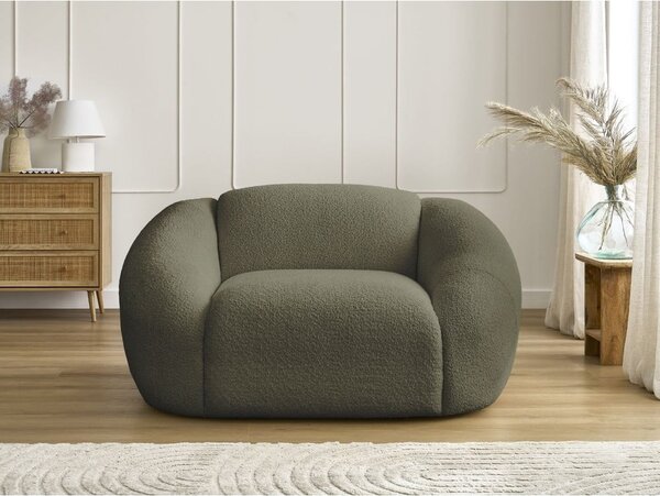Poltrona verde con rivestimento in bouclé Tina – Bobochic Paris