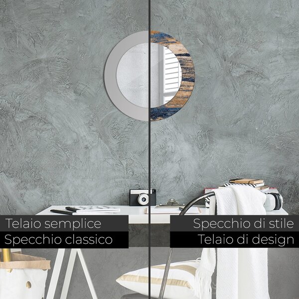 Specchio rotondo cornice con stampa Legno astratto fi 50 cm
